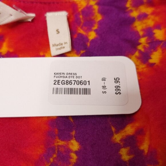 Soft Surroundings Womens Tie-Dye Dress S Purple Orange V-Neck Flutter Sleeve - Picture 8 of 8